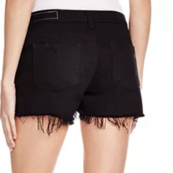 Rag & Bone Black Denim Frayed Edge Mid-Rise Shorts SIZE 29 - Picture 1 of 11
